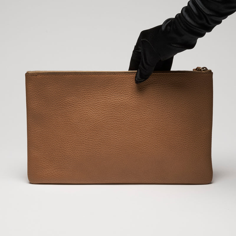Gucci Tan Grained Leather Clutch