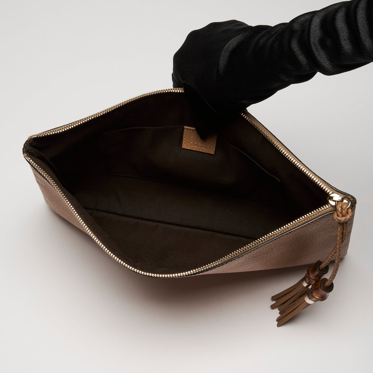 Gucci Tan Grained Leather Clutch