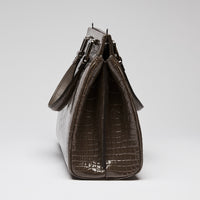 Gucci Grey Crocodile Leather Zumi Medium Top Handle Bag