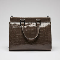 Gucci Grey Crocodile Leather Zumi Medium Top Handle Bag