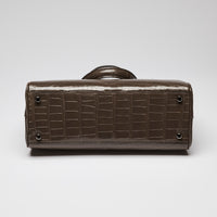Gucci Grey Crocodile Leather Zumi Medium Top Handle Bag