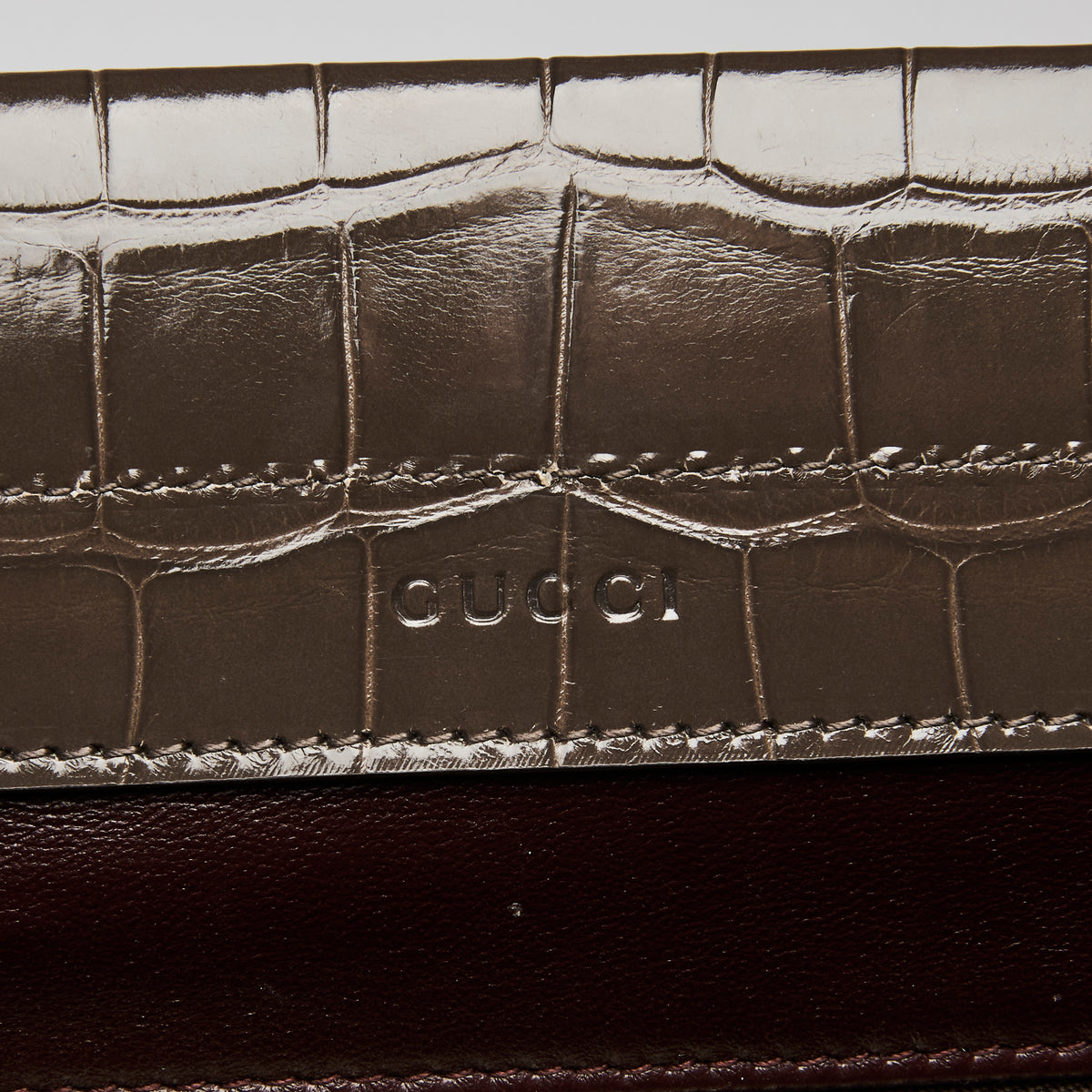 Gucci Grey Crocodile Leather Zumi Medium Top Handle Bag