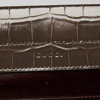Gucci Grey Crocodile Leather Zumi Medium Top Handle Bag