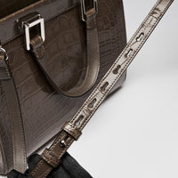 Gucci Grey Crocodile Leather Zumi Medium Top Handle Bag