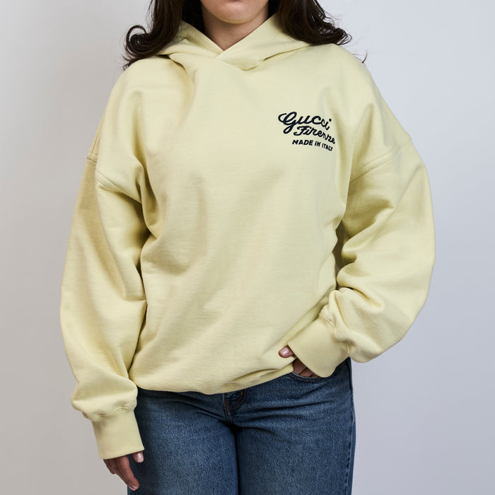Gucci Yellow/Green Hoodie with Navy Logo Size S