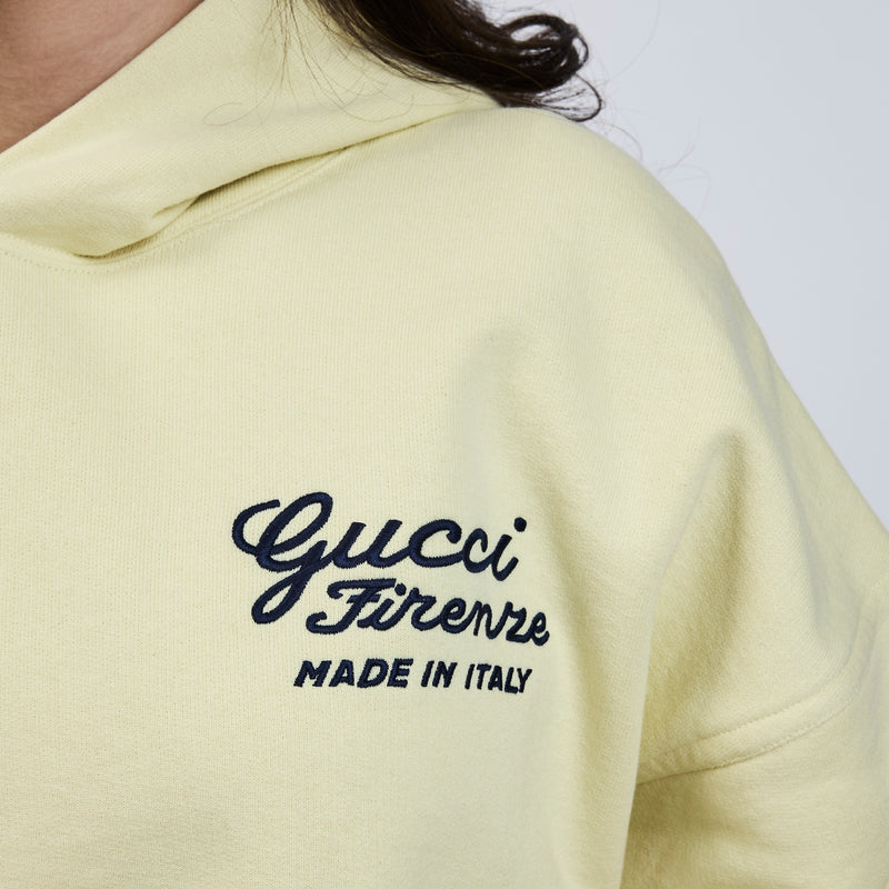 Gucci Yellow/Green Hoodie with Navy Logo Size S
