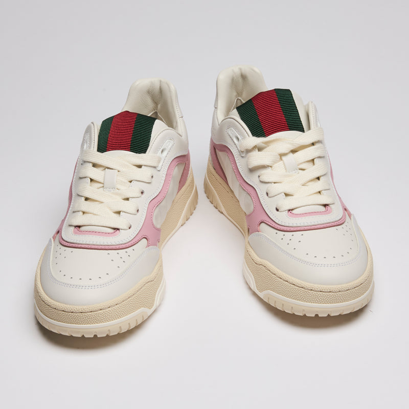 Gucci "Re-Web" Low Top Sneakers in White/Pink Size 39.5 & 36.5