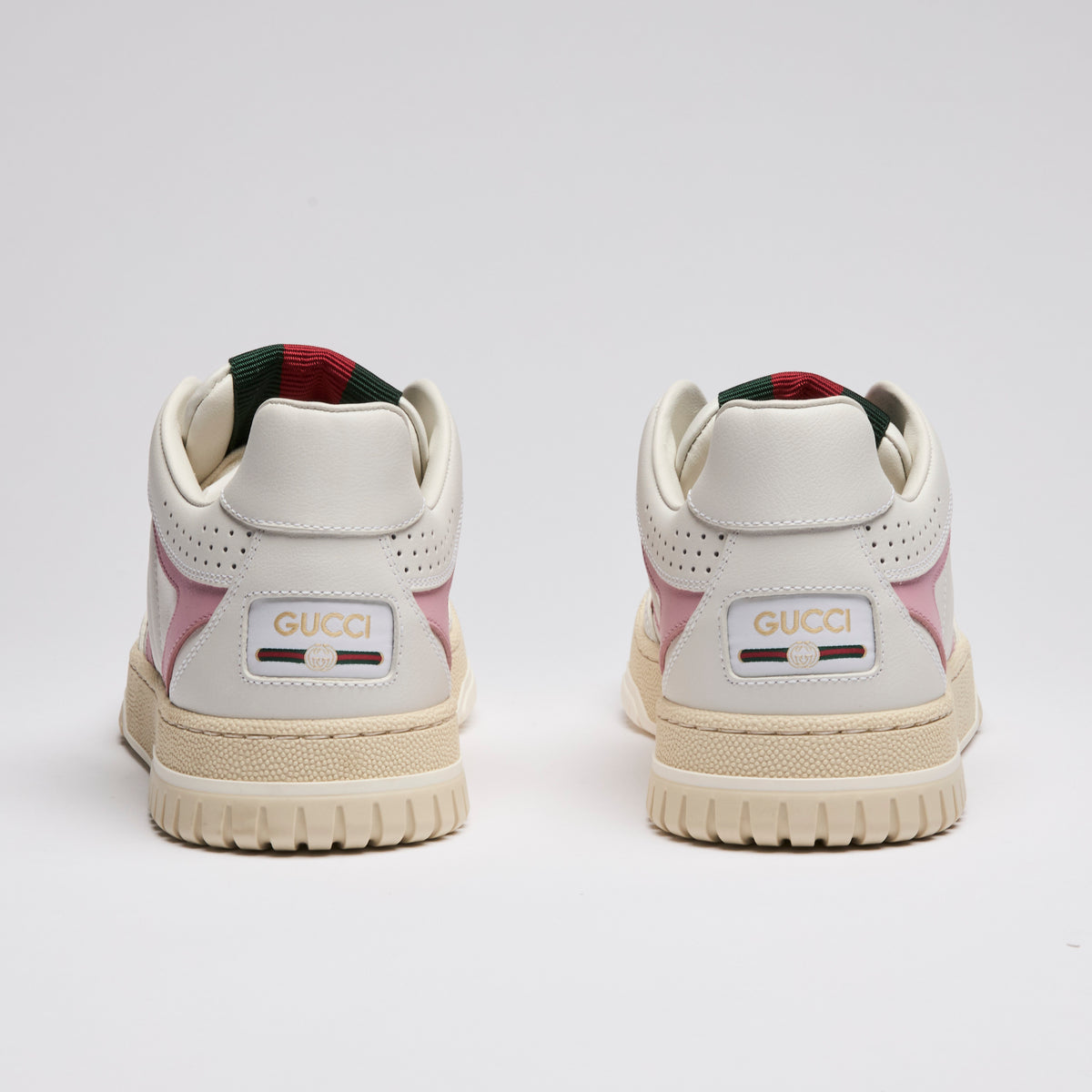 Gucci "Re-Web" Low Top Sneakers in White/Pink Size 39.5 & 36.5