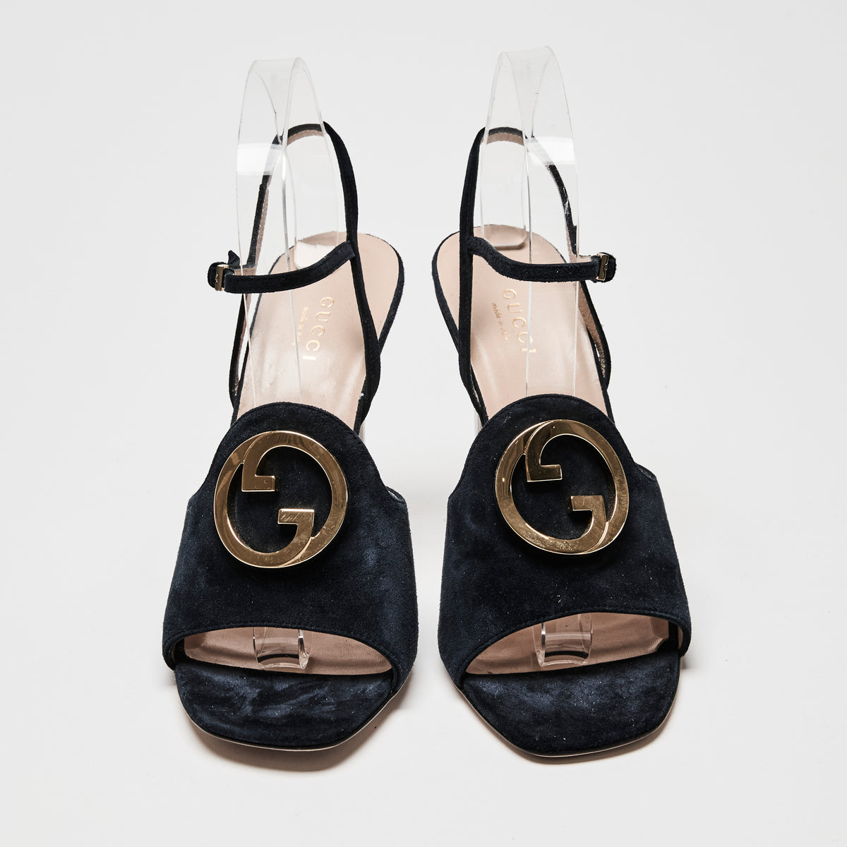 Gucci Navy Suede Blondie Ankle Strap Sandals Size 39.5