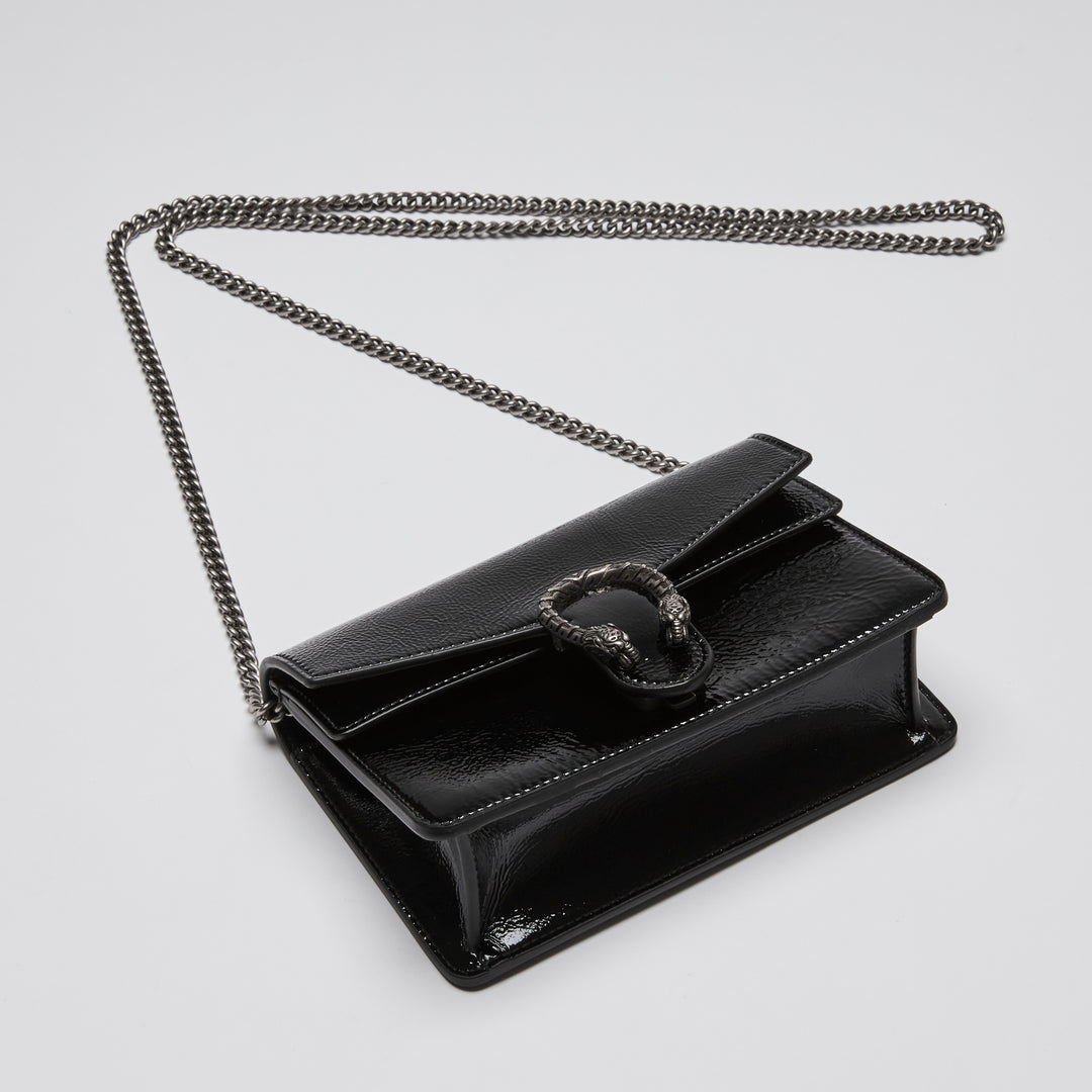 Gucci Black Patent Leather Mini Dionysus Chain Bag