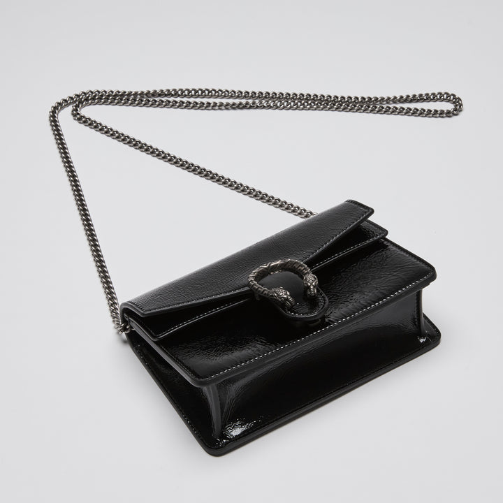 Gucci Black Patent Leather Mini Dionysus Chain Bag