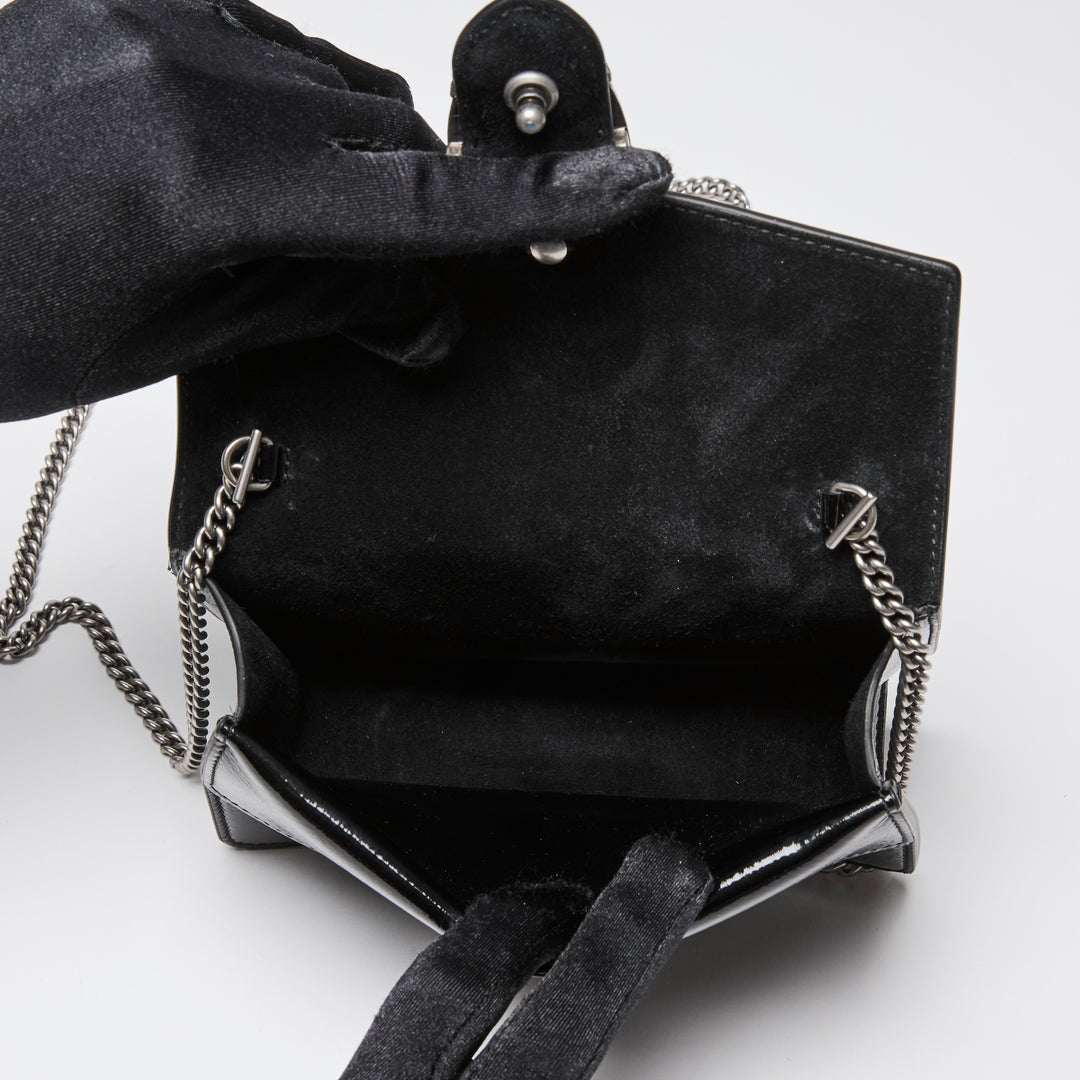 Gucci Black Patent Leather Mini Dionysus Chain Bag