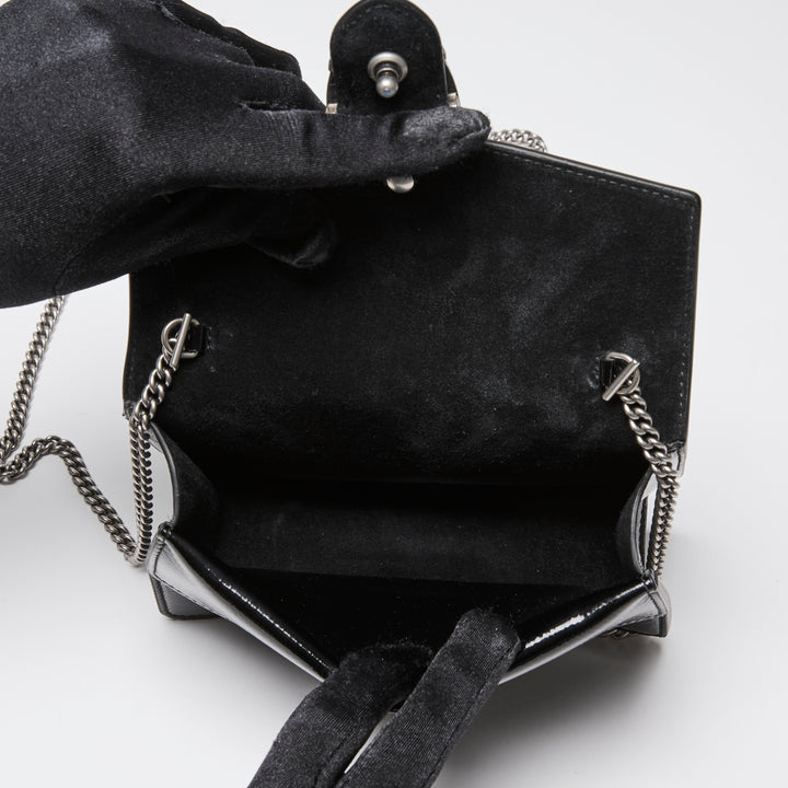 Gucci Black Patent Leather Mini Dionysus Chain Bag
