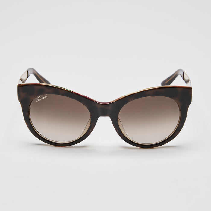 Gucci Brown and Black Tortoise Shell Design Cateye Sunglasses