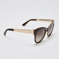 Gucci Brown and Black Tortoise Shell Design Cateye Sunglasses