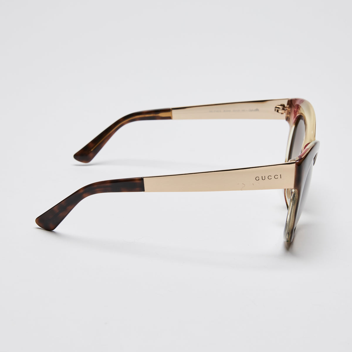 Gucci Brown and Black Tortoise Shell Design Cateye Sunglasses