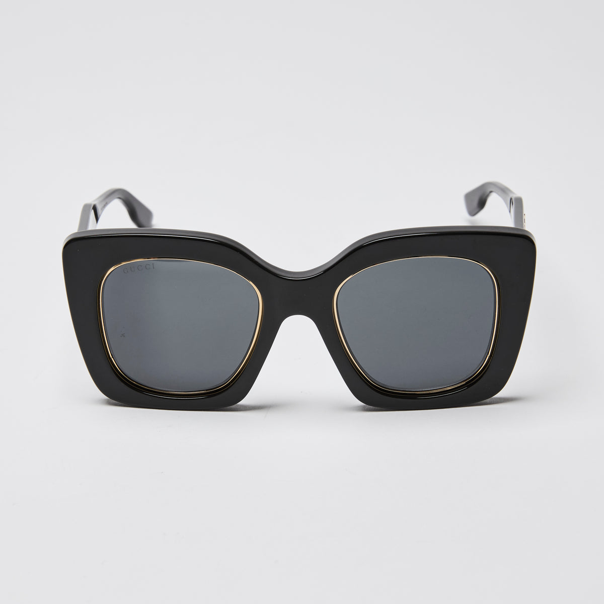 Gucci Black Square Frame Sunglasses with Gold Accents