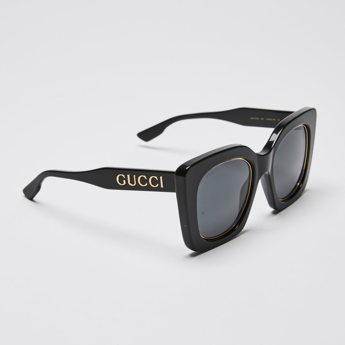 Gucci Black Square Frame Sunglasses with Gold Accents