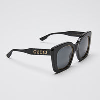 Gucci Black Square Frame Sunglasses with Gold Accents