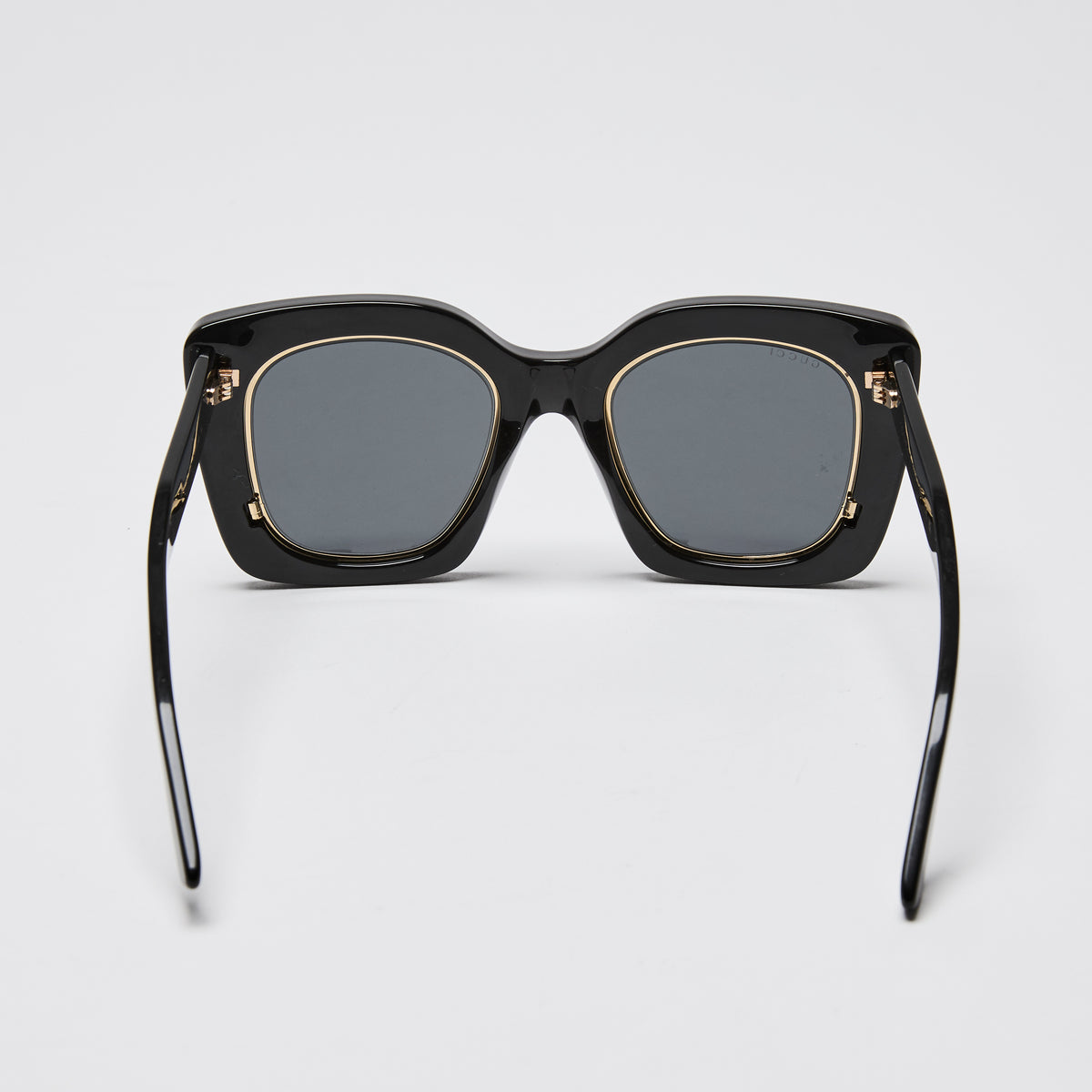 Gucci Black Square Frame Sunglasses with Gold Accents