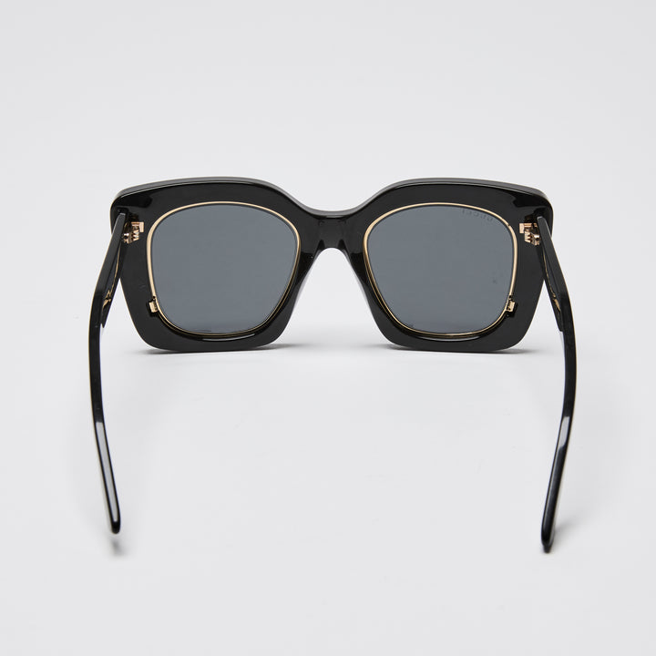 Gucci Black Square Frame Sunglasses with Gold Accents