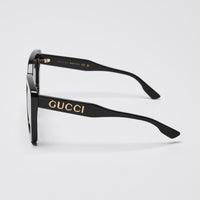 Gucci Black Square Frame Sunglasses with Gold Accents