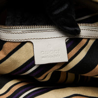 Gucci White Britt Leather GG Marmont Hobo Bag