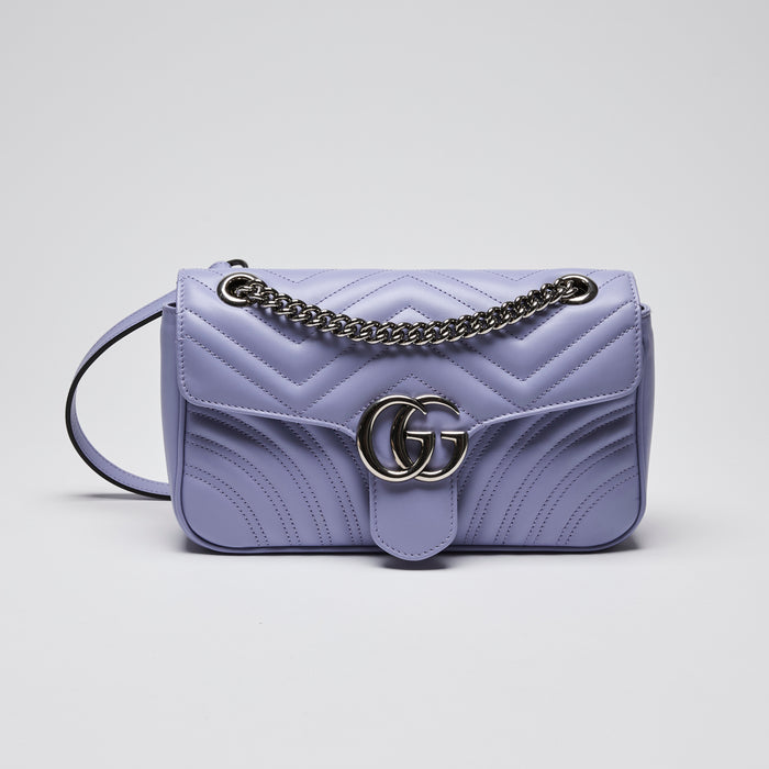 Gucci Lilac Matelasse Chevron Leather Medium GG Marmont Shoulder Bag