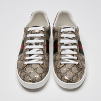 Gucci Beige GG Supreme Canvas Ace Sneakers Size 40