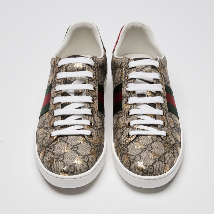 Gucci Beige GG Supreme Canvas Ace Sneakers Size 40