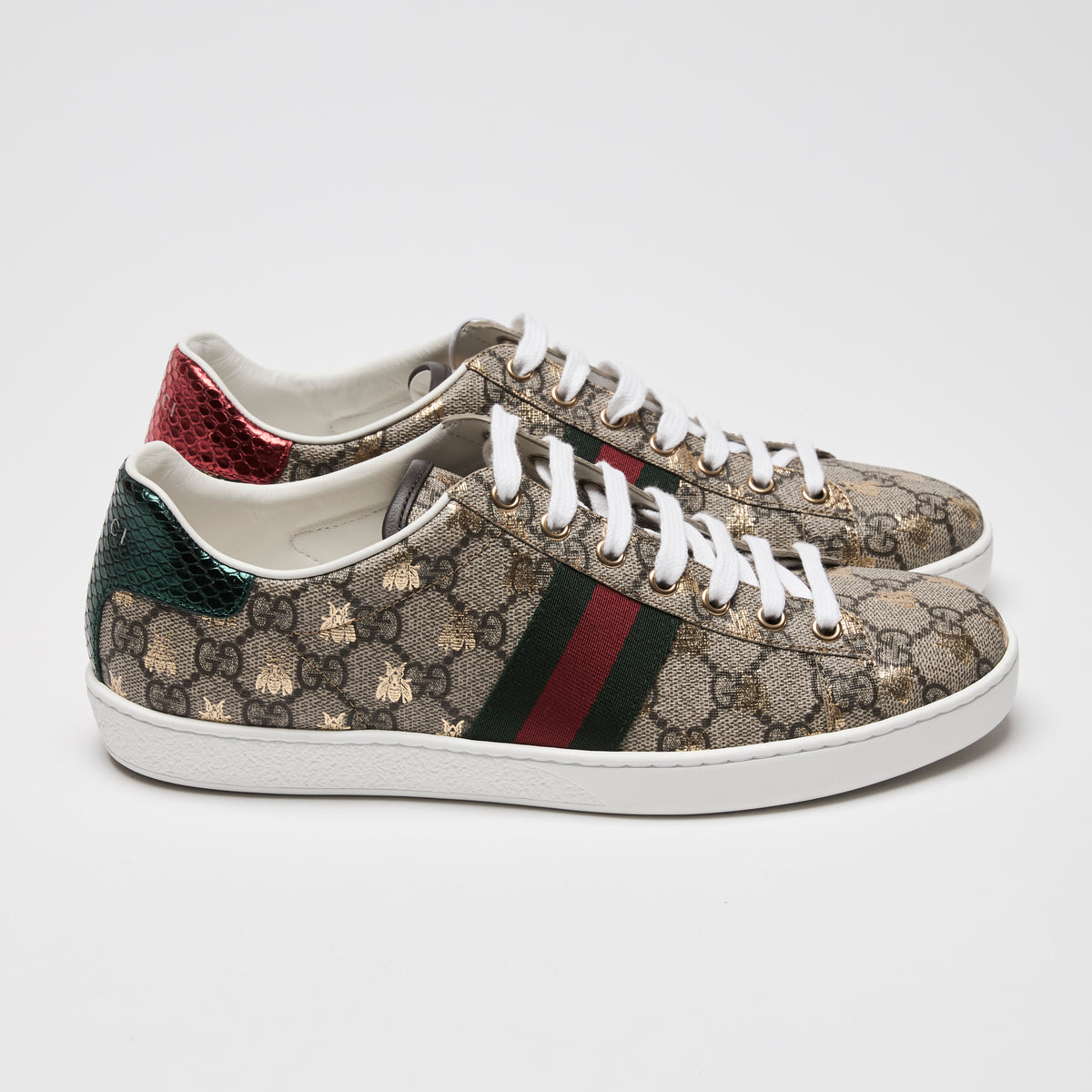 Gucci Beige GG Supreme Canvas Ace Sneakers Size 40