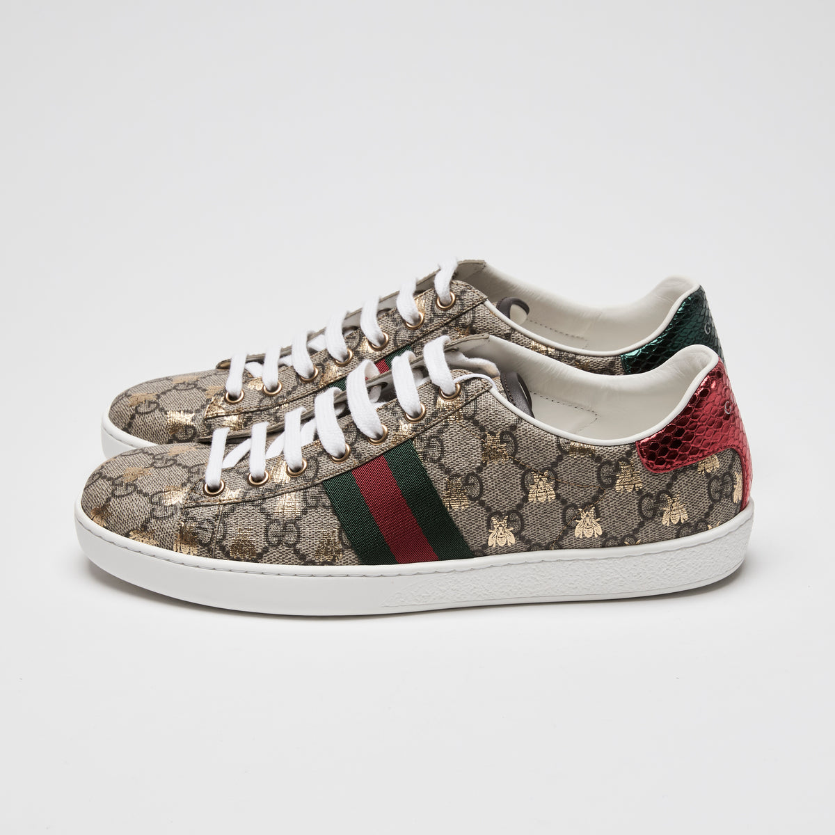 Gucci Beige GG Supreme Canvas Ace Sneakers Size 40