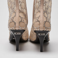 Gucci Beige Mesh Crystal GG Boots Size 39