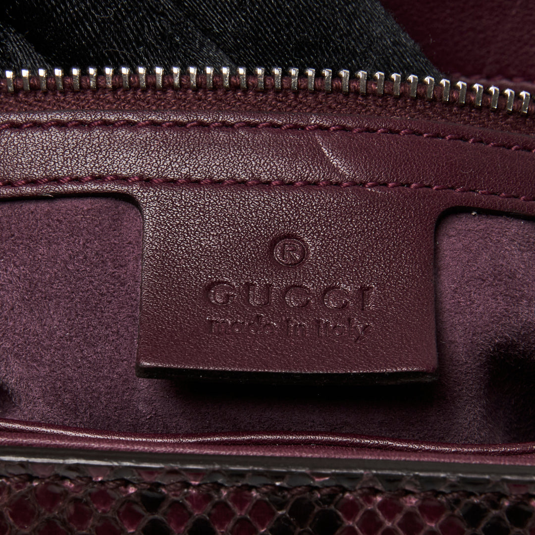 Gucci Purple Python Leather Lady Lock Bamboo Top Handle Bag