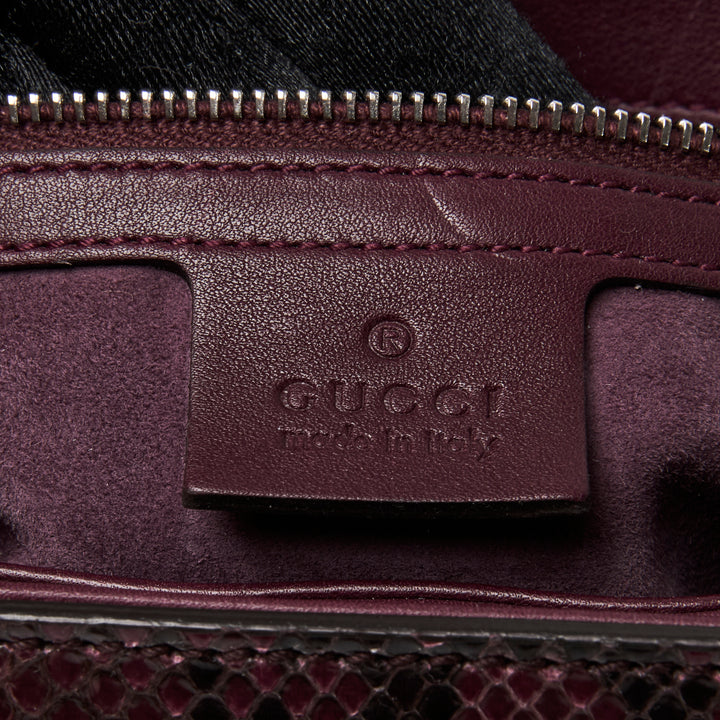 Gucci Purple Python Leather Lady Lock Bamboo Top Handle Bag