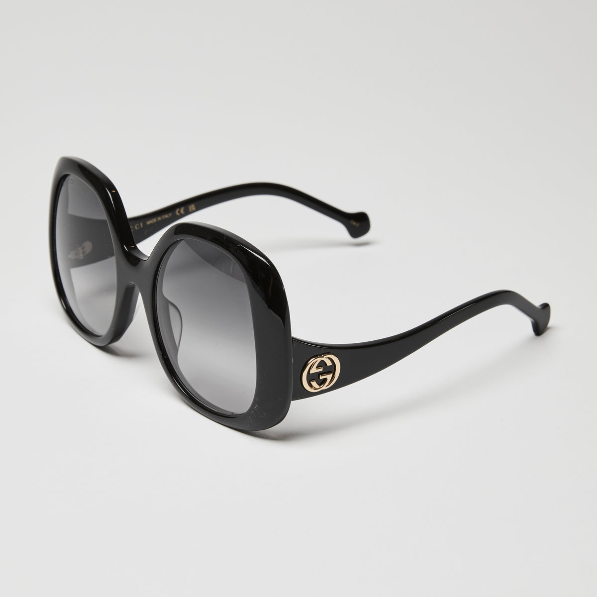Gucci Black Oversized Round Butterfly Sunglasses