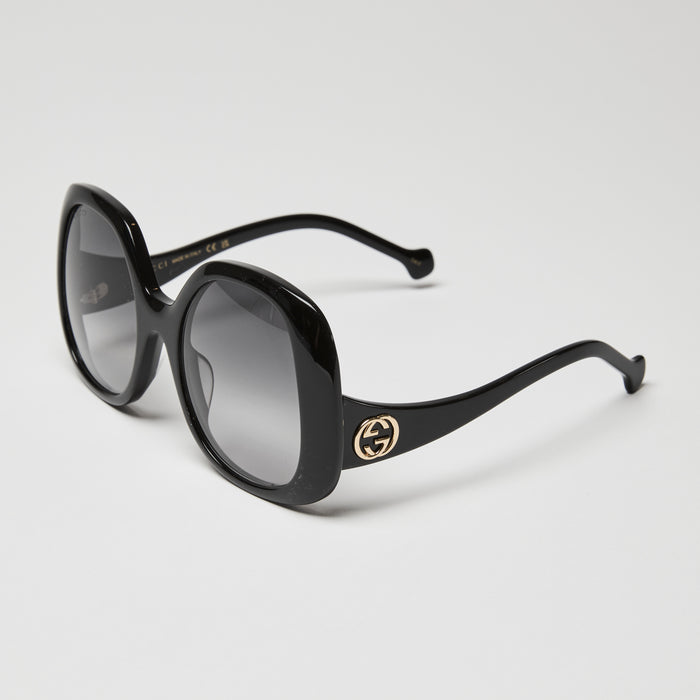 Gucci Black Oversized Round Butterfly Sunglasses