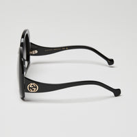 Gucci Black Oversized Round Butterfly Sunglasses