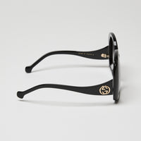 Gucci Black Oversized Round Butterfly Sunglasses