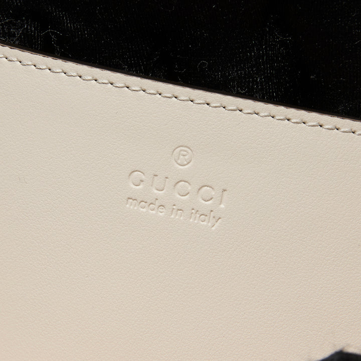 Gucci White Calfskin Leather Small GG Marmont Chain Flap Bag