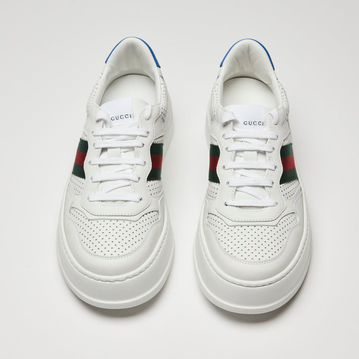 Gucci White Calf Leather Perforated Sneakers Size 40