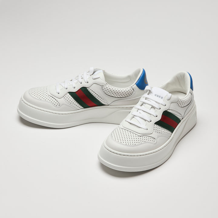 Gucci White Calf Leather Perforated Sneakers Size 40