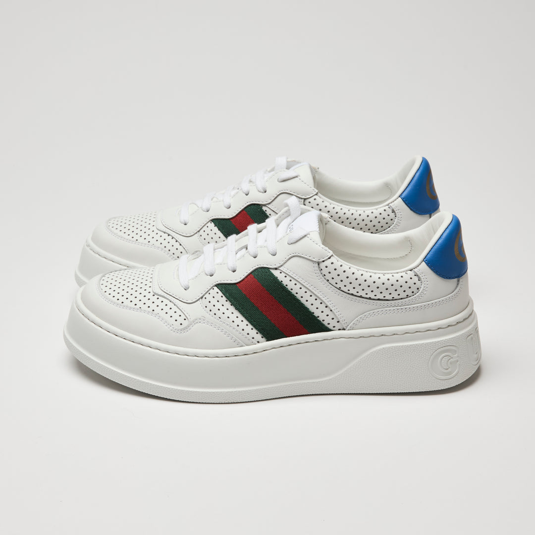 Gucci White Calf Leather Perforated Sneakers Size 40