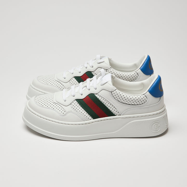 Gucci White Calf Leather Perforated Sneakers Size 40