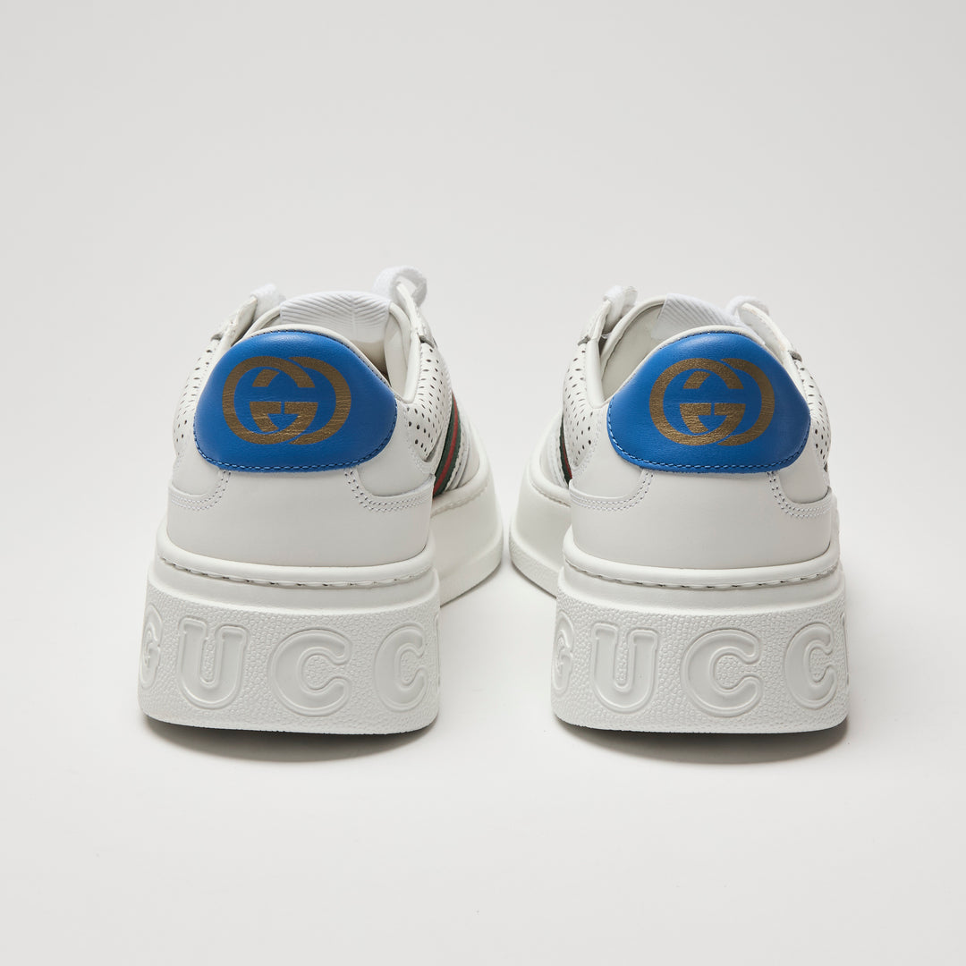 Gucci White Calf Leather Perforated Sneakers Size 40