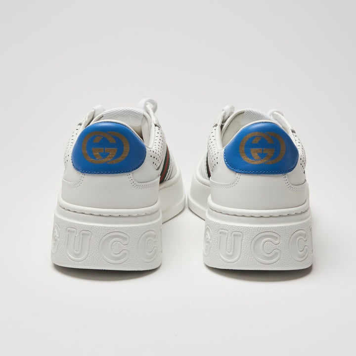 Gucci White Calf Leather Perforated Sneakers Size 40
