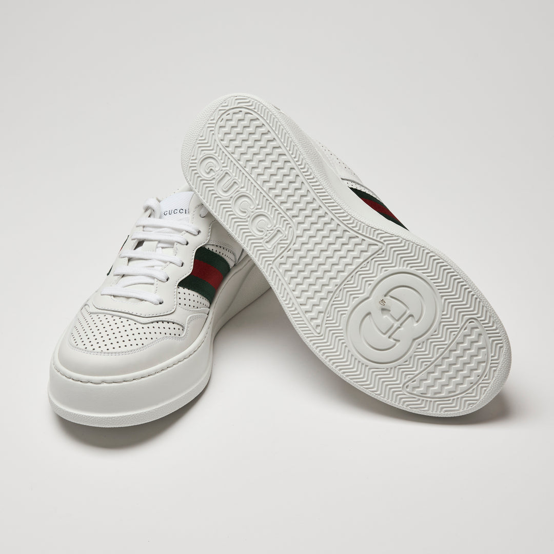 Gucci White Calf Leather Perforated Sneakers Size 40