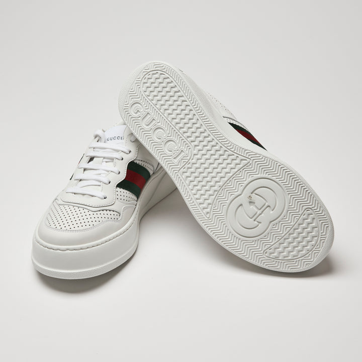 Gucci White Calf Leather Perforated Sneakers Size 40