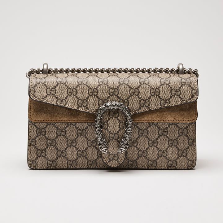 Gucci Beige GG Supreme Small Dionysus Shoulder Bag