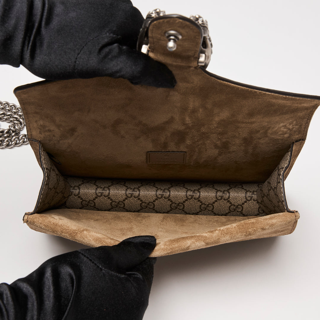 Gucci Beige GG Supreme Small Dionysus Shoulder Bag
